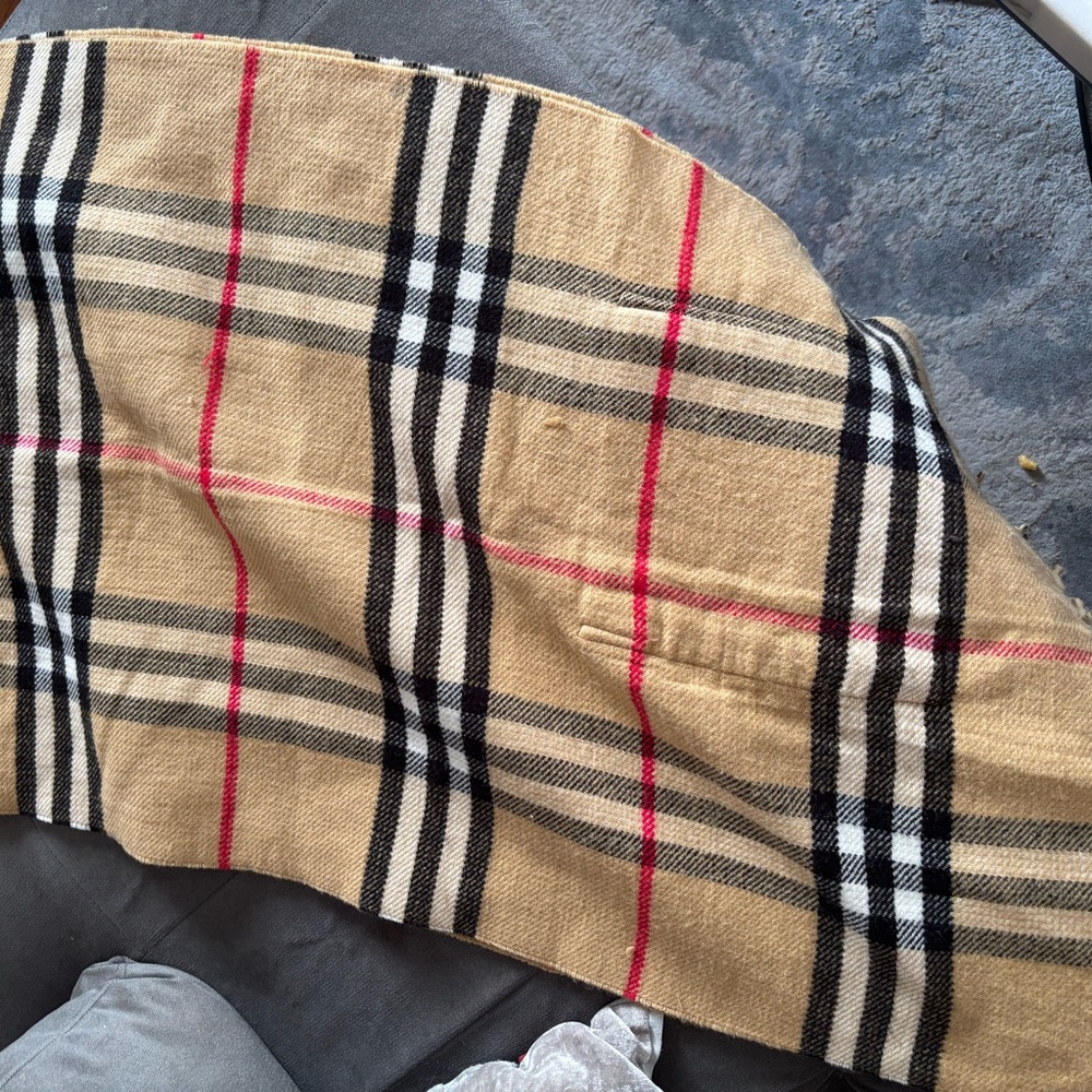 Burberry Tan and Black Checkered Scarf